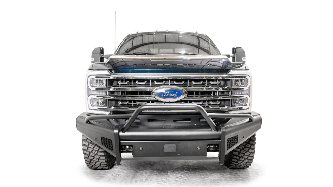 Fab Fours Black Steel ELITE front bumper – The ultimate combination of style and strength. Enhance the look and performance of your vehicle with our top-of-the-line Black Steel ELITE front bumper. Engineered for rugged off-road adventures and designed to withstand the toughest challenges. Explore the features, finishes, and custom options available. Shop now for the best in front-end protection and aggressive styling from Fab Fours.