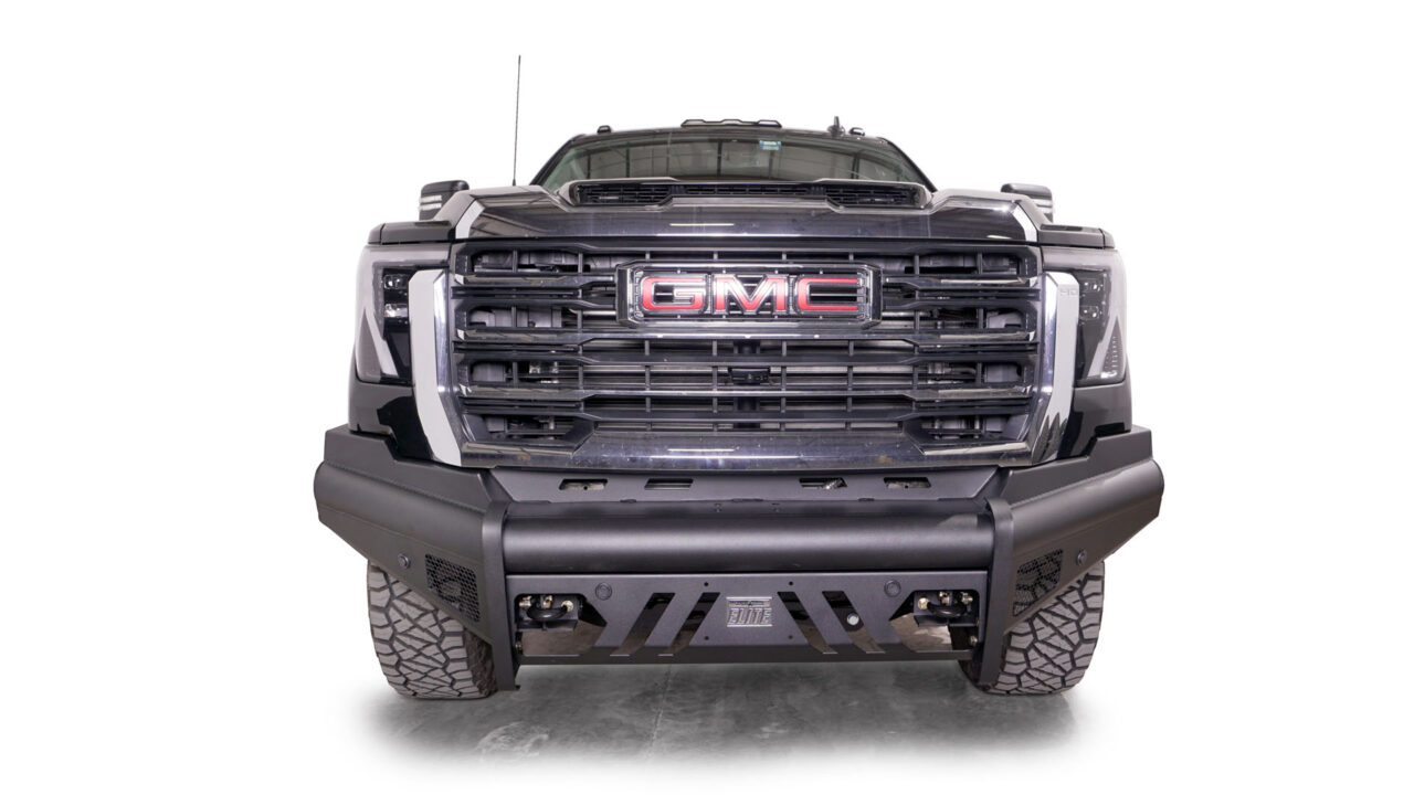 ranch style front bumper smooth us steel plate with black matte powder coat various options such as winch tray lower guards tow hooks and guards styles