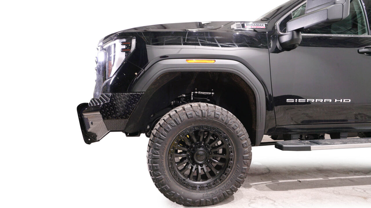 ranch style front bumper with us steel tread plate and black gloss powder coat various options to make it yours