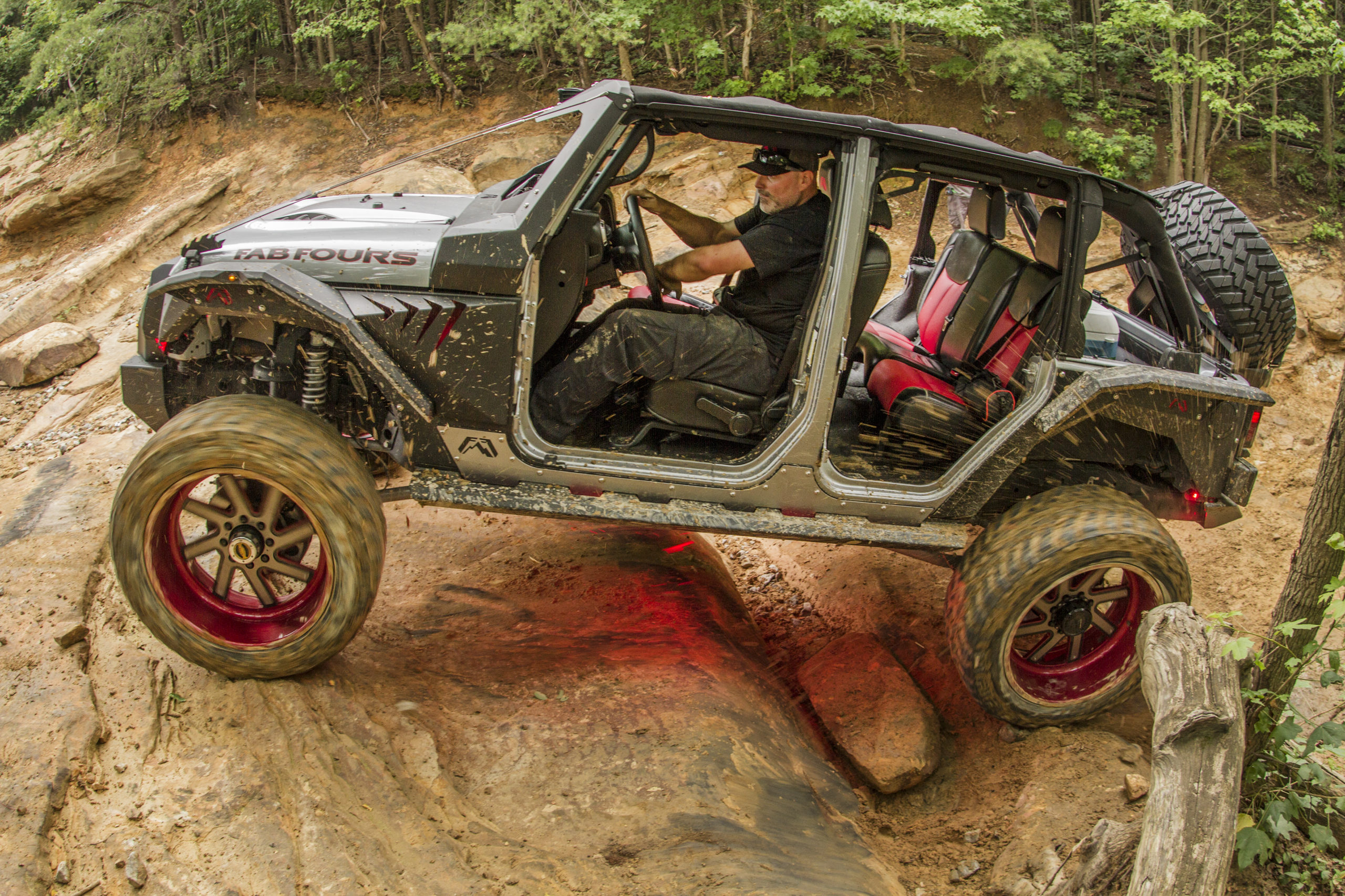 Doorless jeep on the trails