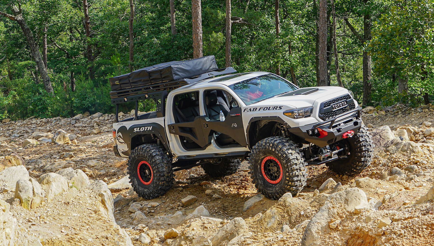toyota tacoma with fab fours bumper and overland rack